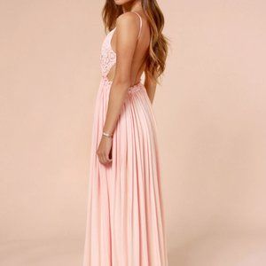 Blooming Prairie Crocheted Pink Maxi Dress